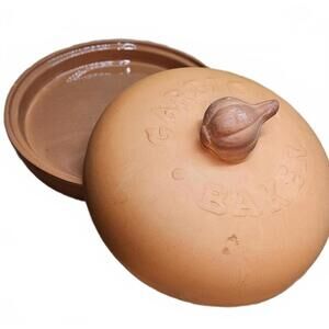 ​Fox Run Craftsmen Terra Cotta Garlic Baker Roaster 7" Glazed Bottom Clay